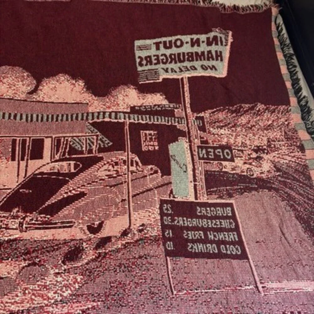 Very Rare IN & OUT BURGER Original Woven Blanket Approximately 48”X72” 1990’s